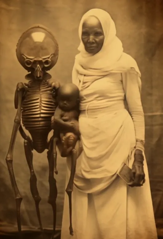Was taken aback, leaving spectators perplexed, when images of a family taken with aliens 1,000 years ago were made public.