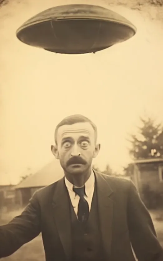 Was taken aback, leaving spectators perplexed, when images of a family taken with aliens 1,000 years ago were made public.