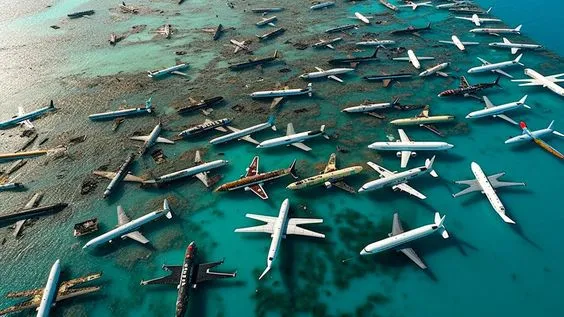 Breaking: Scientists shocked by recent footage of patrol planes returning from Bermuda Triangle revealing millions of missing planes floating on surface