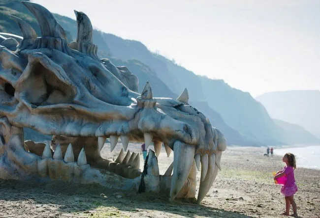 The Nation Is Stunned As A Giant Dragon Skeleton Emerges On The Banks Of An Indian River After Flooding