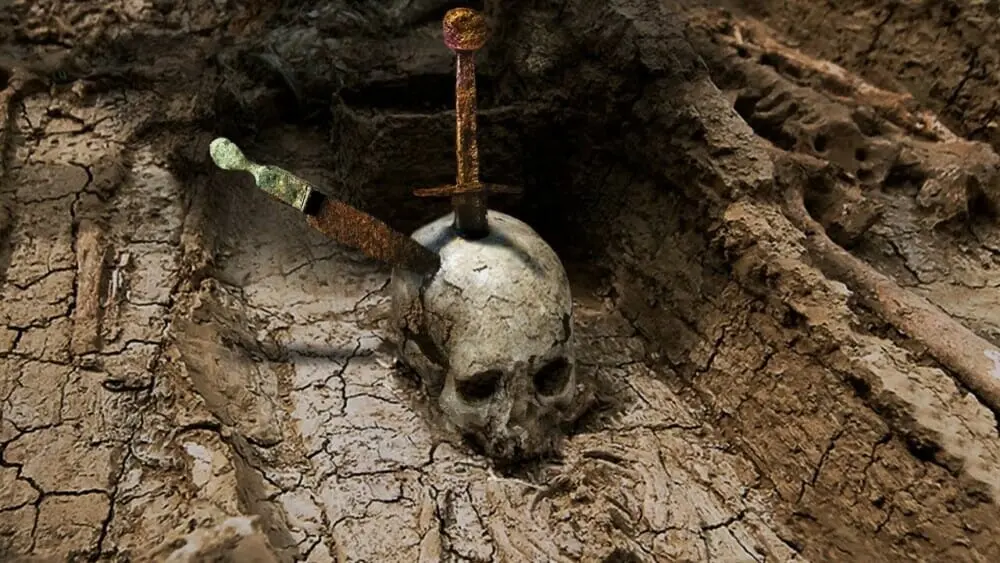 Excavations halted due to mysterious damage caused by weapon found next to unearthed skull