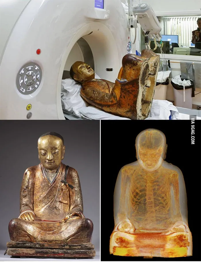 NEWS: Uncovering Ancient Mysteries: Mummified monk found hidden inside 1,000-year-old Buddha sculpture revealed by CT scan